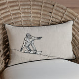 Suvretta Linen Embroidered Lumbar Throw Pillow, Snowboarder