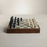 Luxury Chess & Checkers Game Set with Wood Veneer Board - London