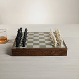 Luxury Chess & Checkers Game Set with Wood Veneer Board - London