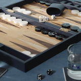 Geneva 19 in Backgammon Set - Marine Blue Leather
