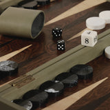Geneva 19 in Backgammon Set - Dusty Green Leather