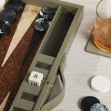 Geneva 19 in Backgammon Set - Dusty Green Leather