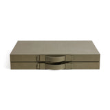 Geneva 19 in Backgammon Set - Dusty Green Leather