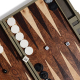 Geneva 19 in Backgammon Set - Dusty Green Leather