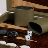 Geneva 19 in Backgammon Set - Dusty Green Leather