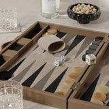 Geneva 19 in Backgammon Set - Taupe Leather