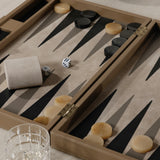 Geneva 19 in Backgammon Set - Taupe Leather