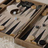 Geneva 19 in Backgammon Set - Taupe Leather