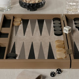 Geneva 19 in Backgammon Set - Taupe Leather