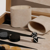 Geneva 19 in Backgammon Set - Taupe Leather