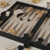 Geneva 19 in Backgammon Set - Midnight Black Leather