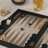 Geneva 19 in Backgammon Set - Midnight Black Leather