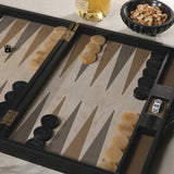 Geneva 19 in Backgammon Set - Midnight Black Leather
