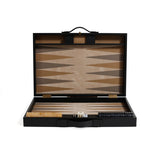 Geneva 19 in Backgammon Set - Midnight Black Leather