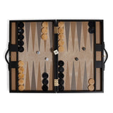 Geneva 19 in Backgammon Set - Midnight Black Leather