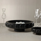 Shallow Marble Pedestal Decorative Bowl - Black Marquina