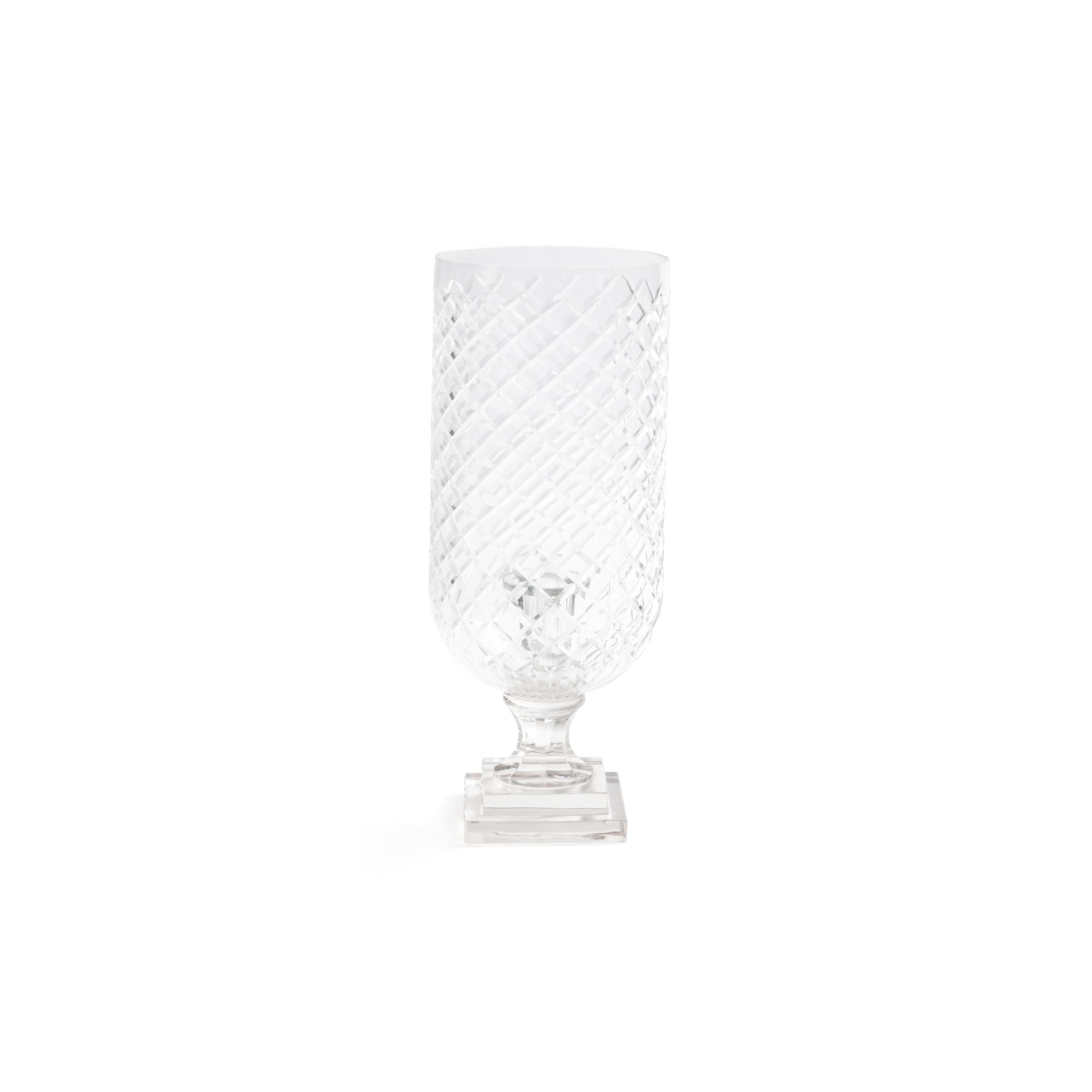 Maison de Verre Diamond Cut Glass Hurricane Taper Holder - 16 in