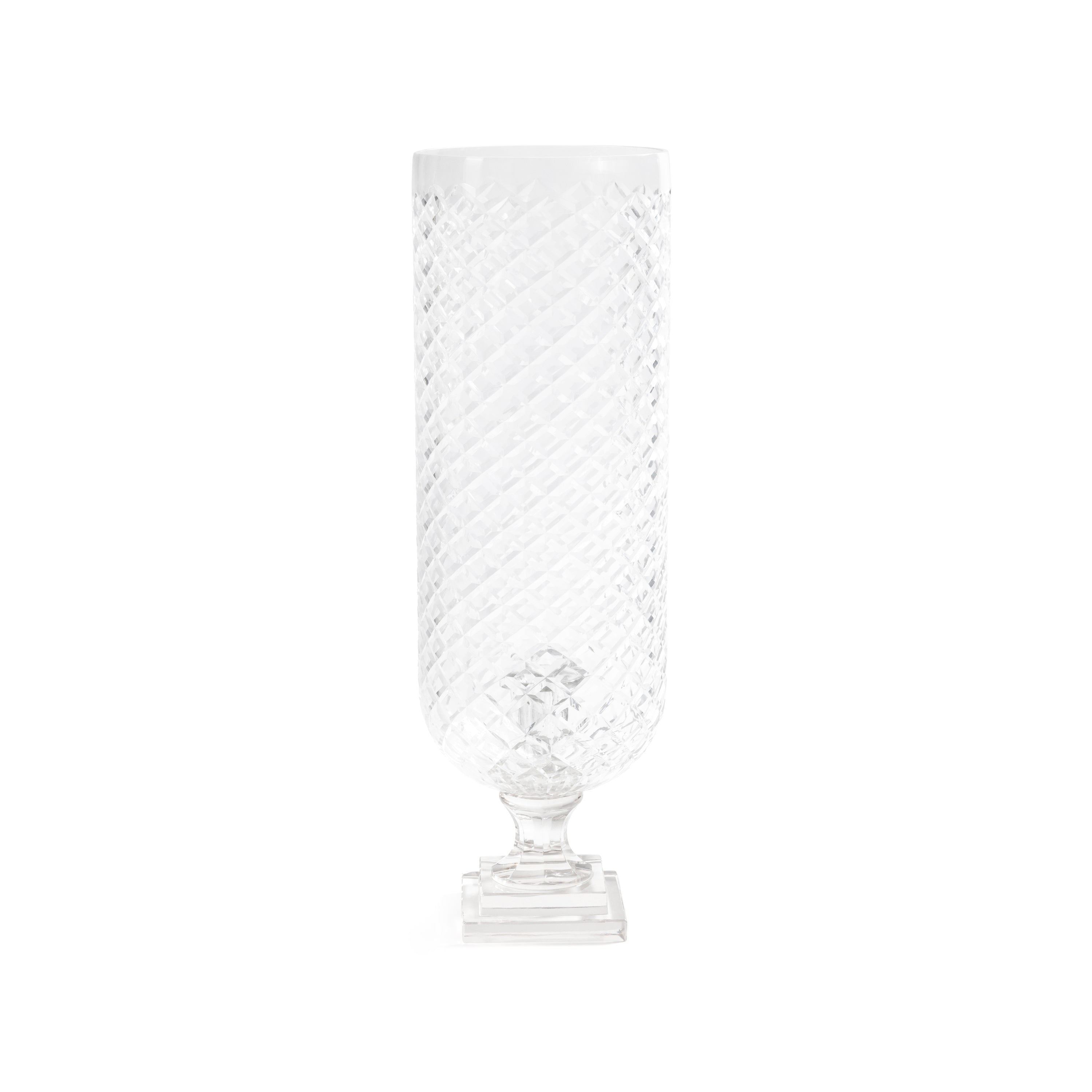 Maison de Verre Diamond Cut Glass Hurricane Taper Holder - 20.5 in