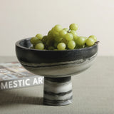 Footed Marble Bowl - Black Panda