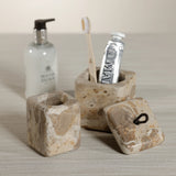 Crema Fossil Marble Vanity Jar