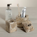 Crema Fossil Marble Lidded Vanity Jar