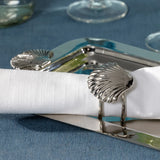Cap Ferrat Fan Shell Brass Napkin Rings in Nickel (Set of 4)