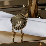 Cap Ferrat Fan Shell Brass Napkin Rings in Gold (Set of 4)