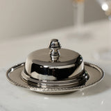 Parisian Butter Dish with Cover and Glass Insert in Nickel