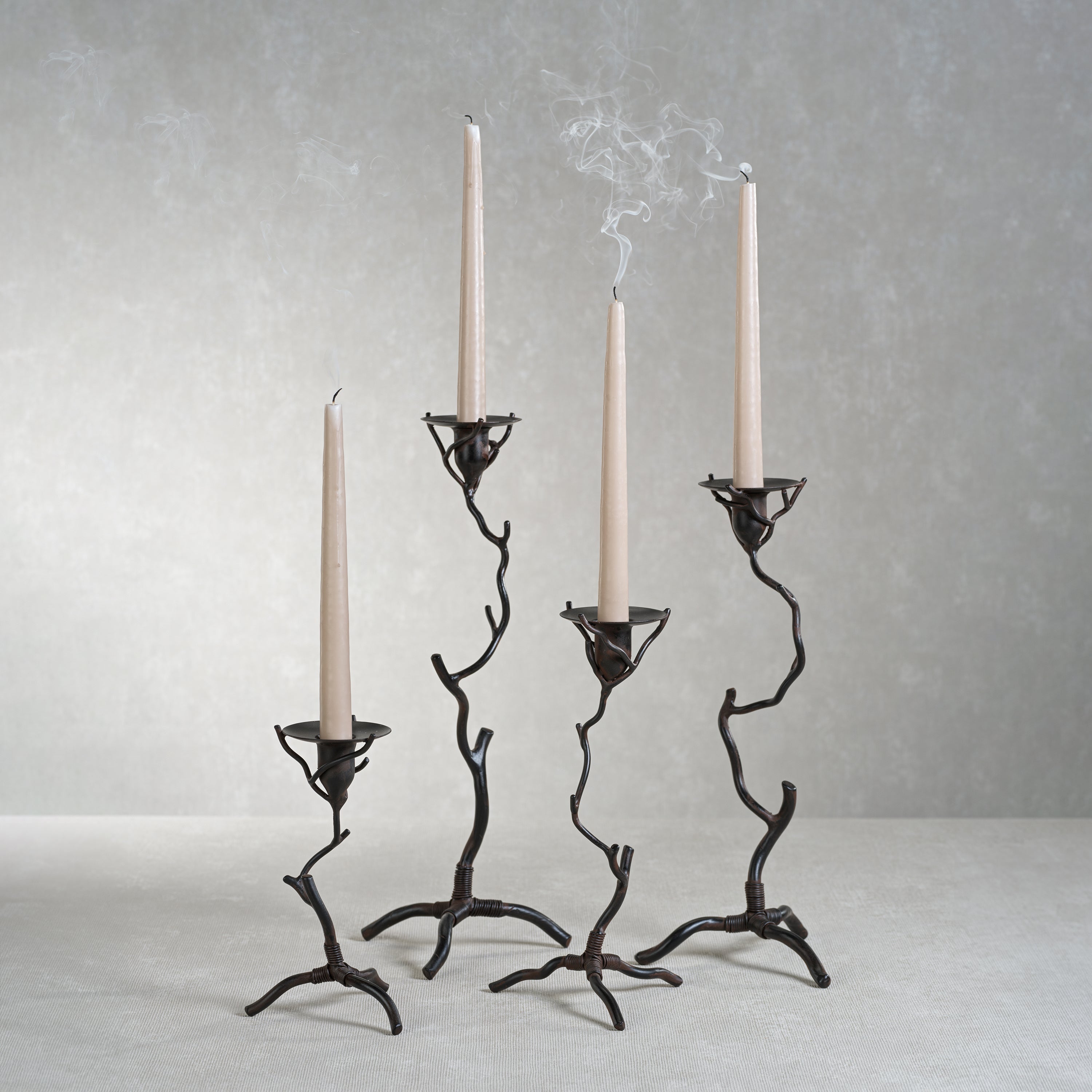 Image of Twig Design Wrought Iron Candle Holder
