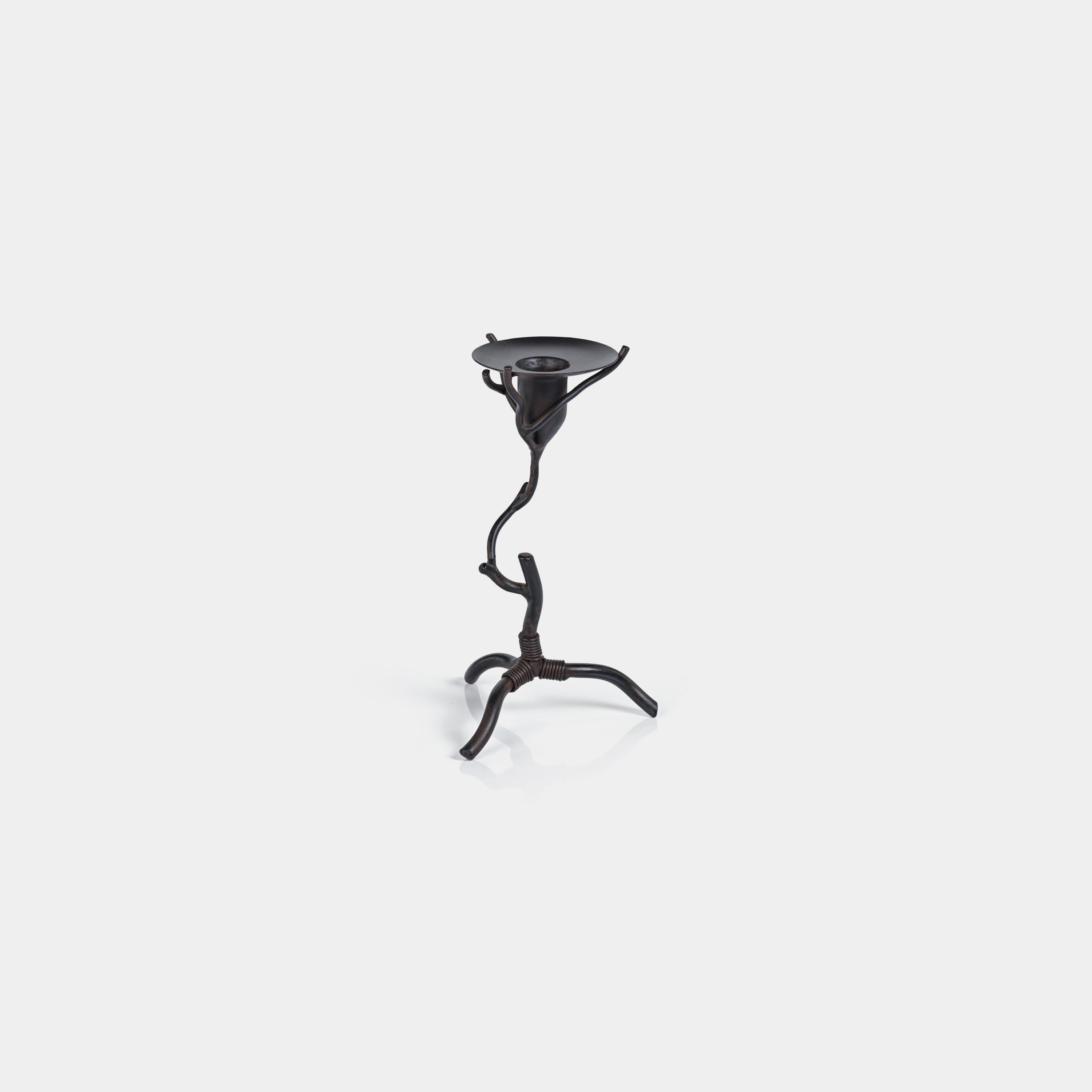 Image of Twig Design Wrought Iron Candle Holder