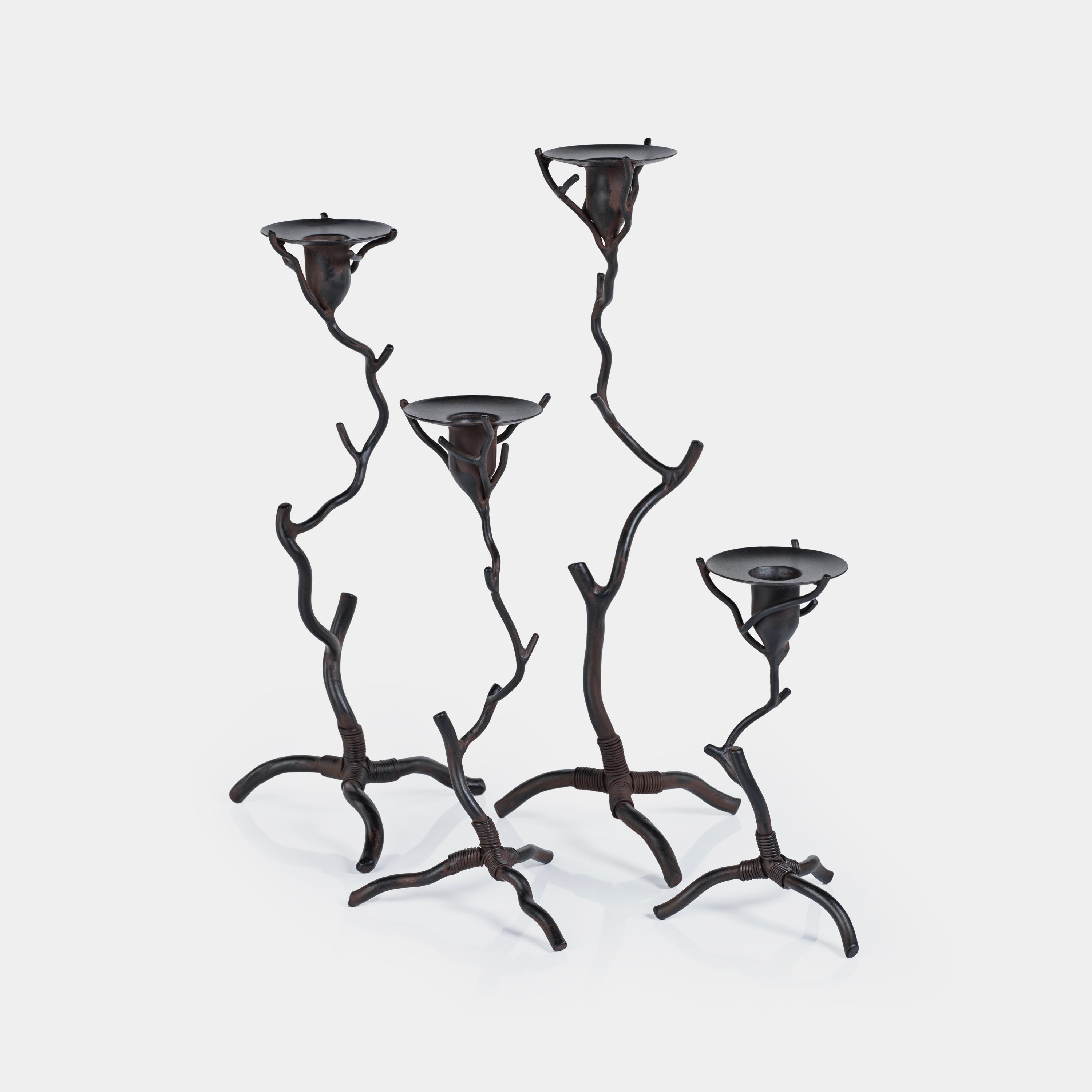 Image of Twig Design Wrought Iron Candle Holder