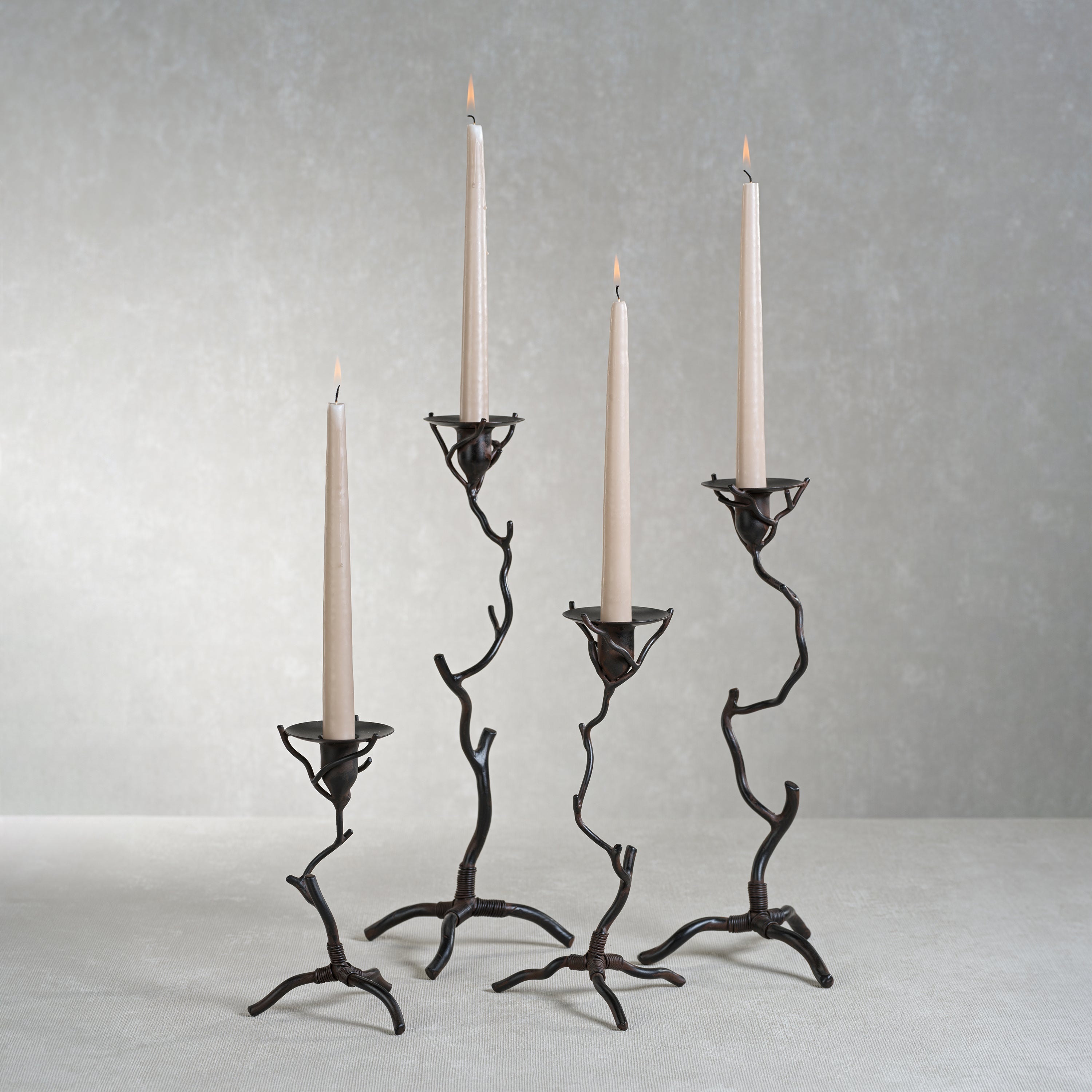 Image of Twig Design Wrought Iron Candle Holder