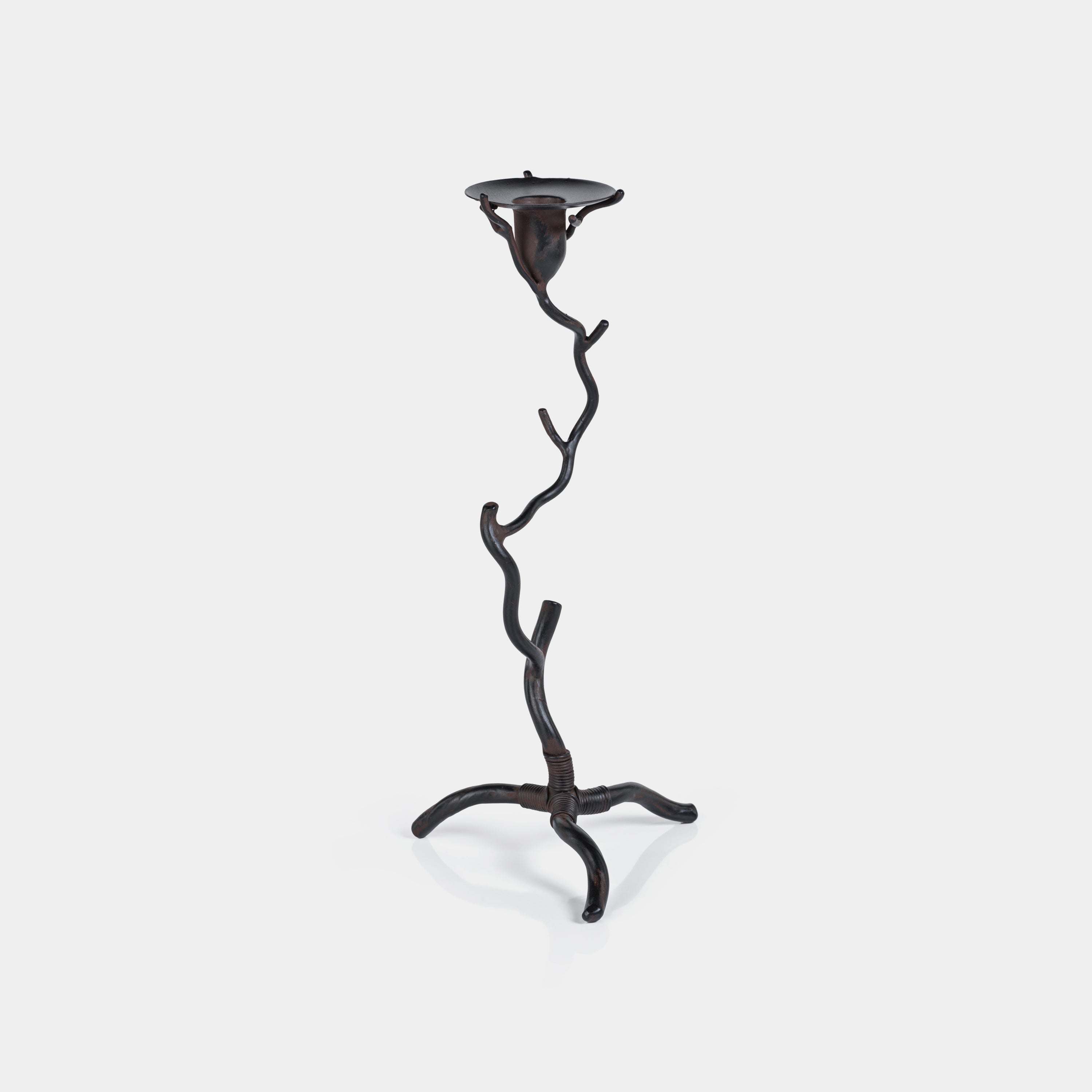 Image of Twig Design Wrought Iron Candle Holder
