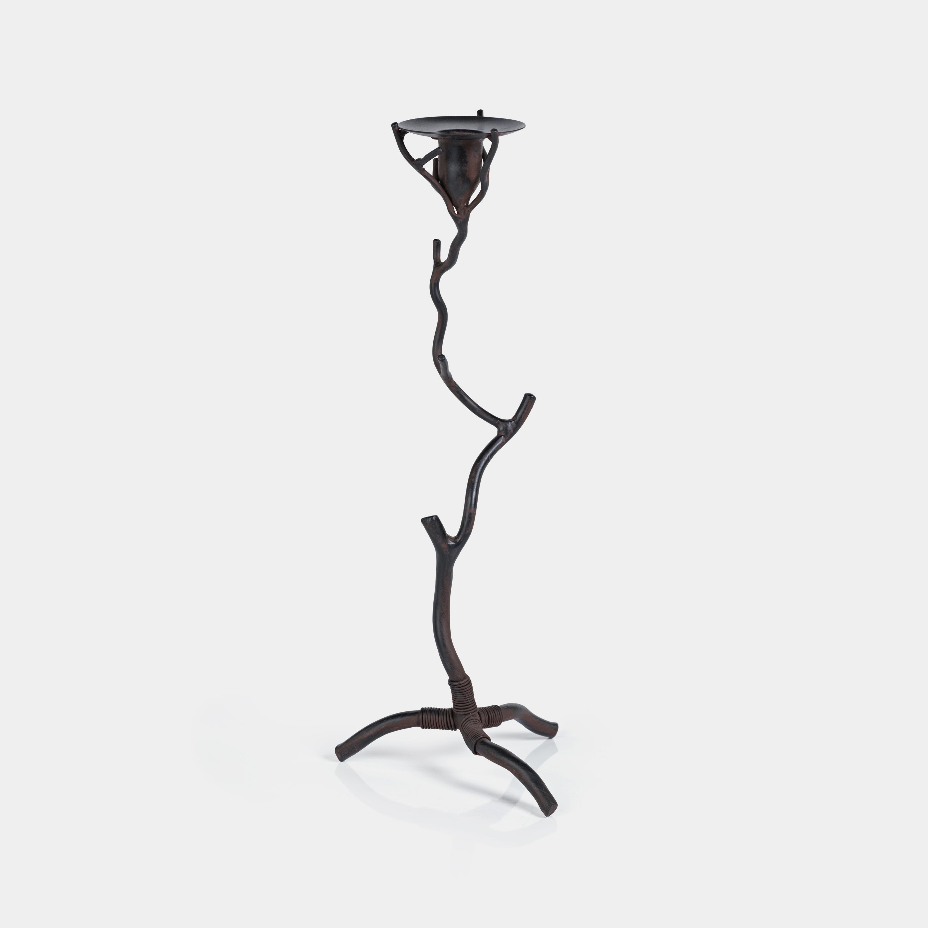 Image of Twig Design Wrought Iron Candle Holder