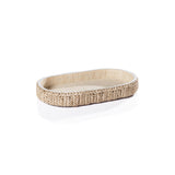 Reggio Loom Oval Raffia Tray with Leather Trim