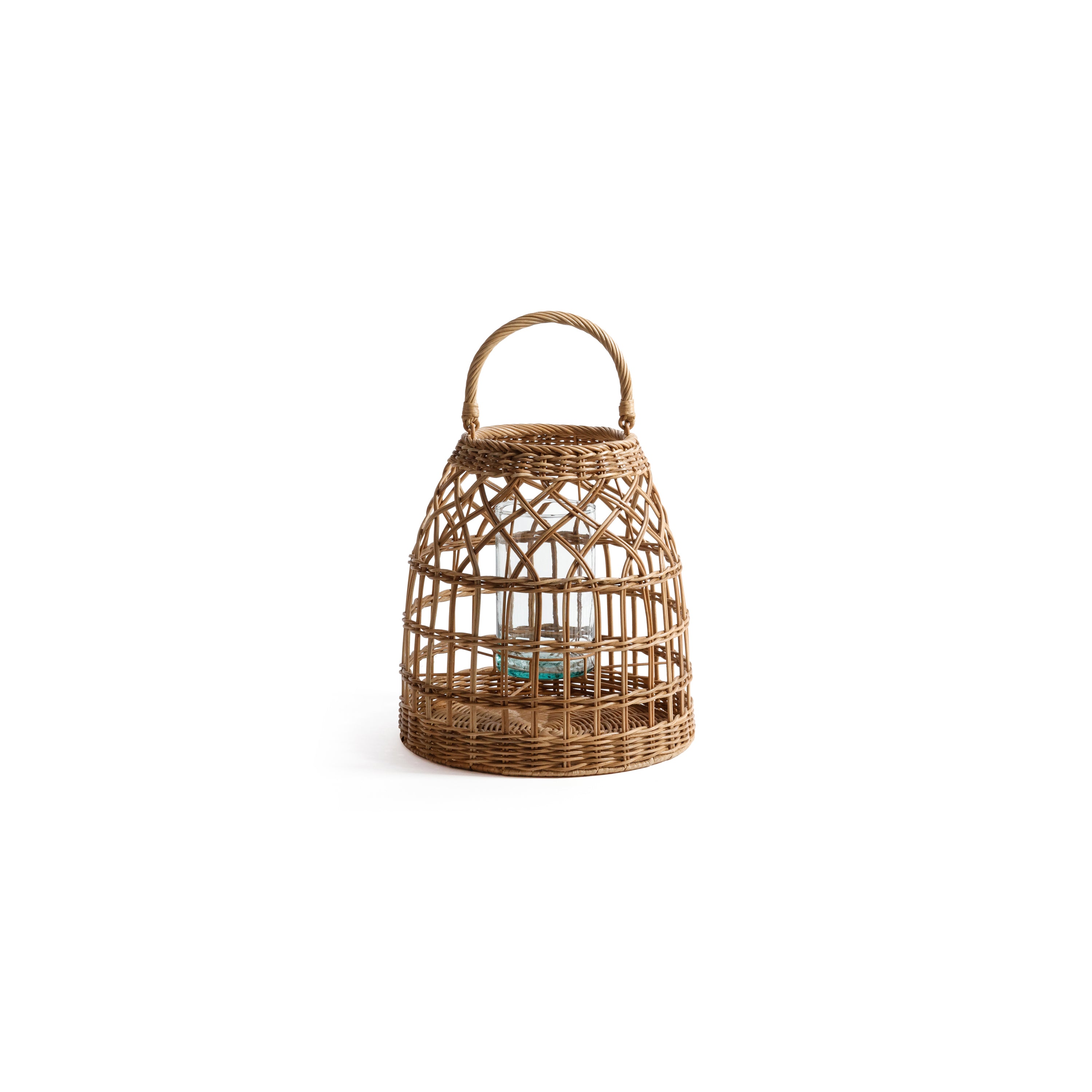 Veranda Rattan Lantern with Glass Hurricane - 18 in