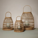 Veranda Rattan Lantern with Glass Hurricane - 34 in
