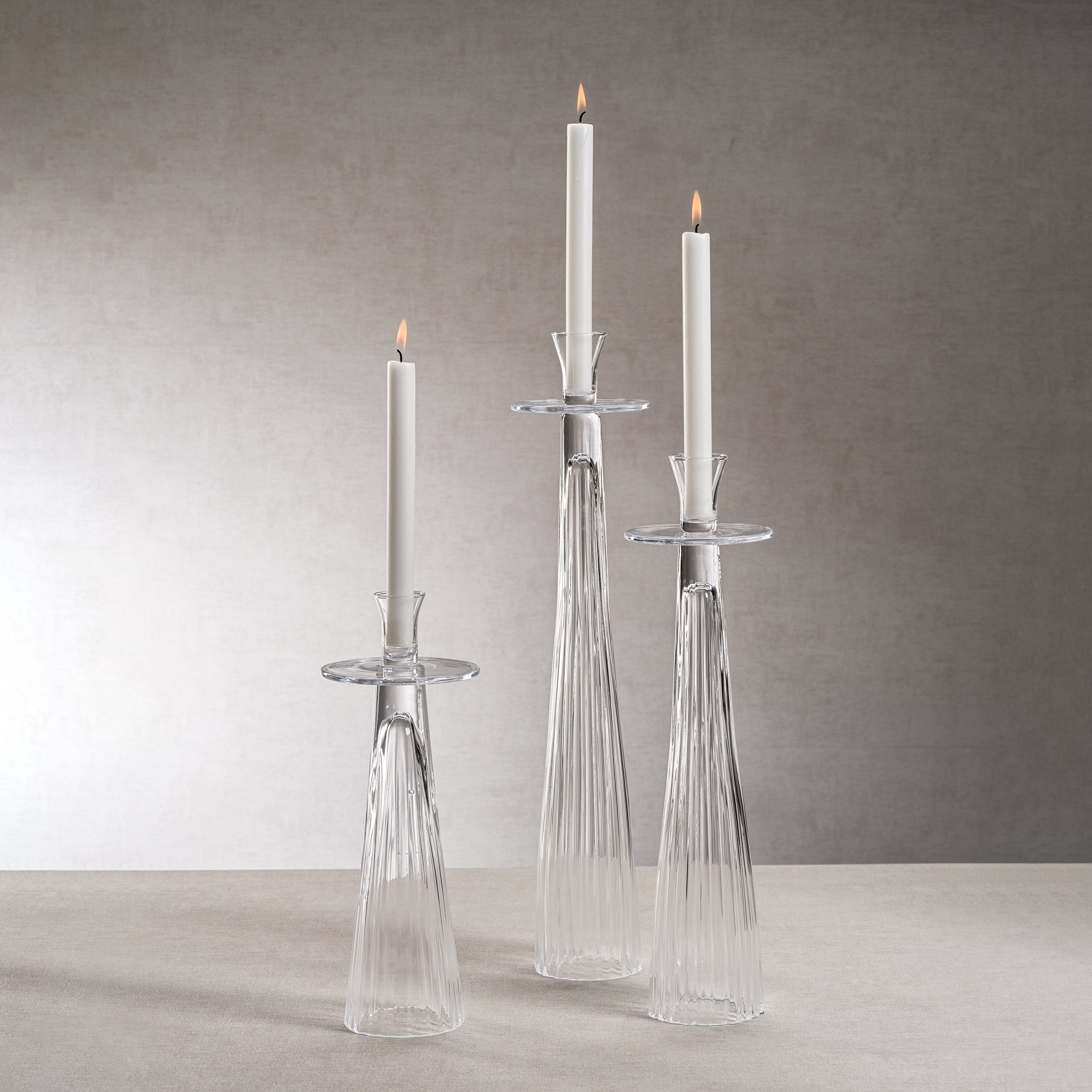Image of Tall Ribbed Glass Taper Holder