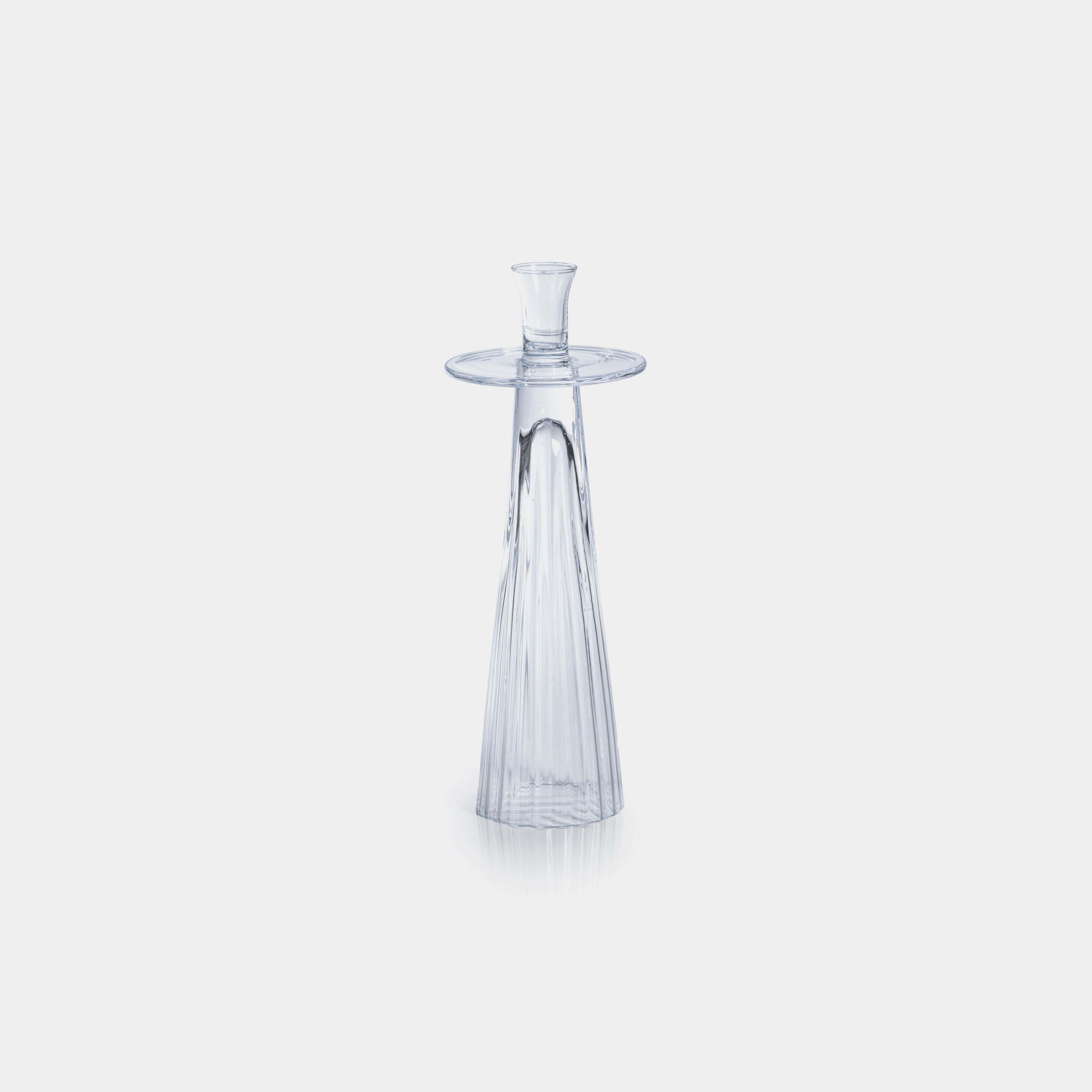 Image of Tall Ribbed Glass Taper Holder
