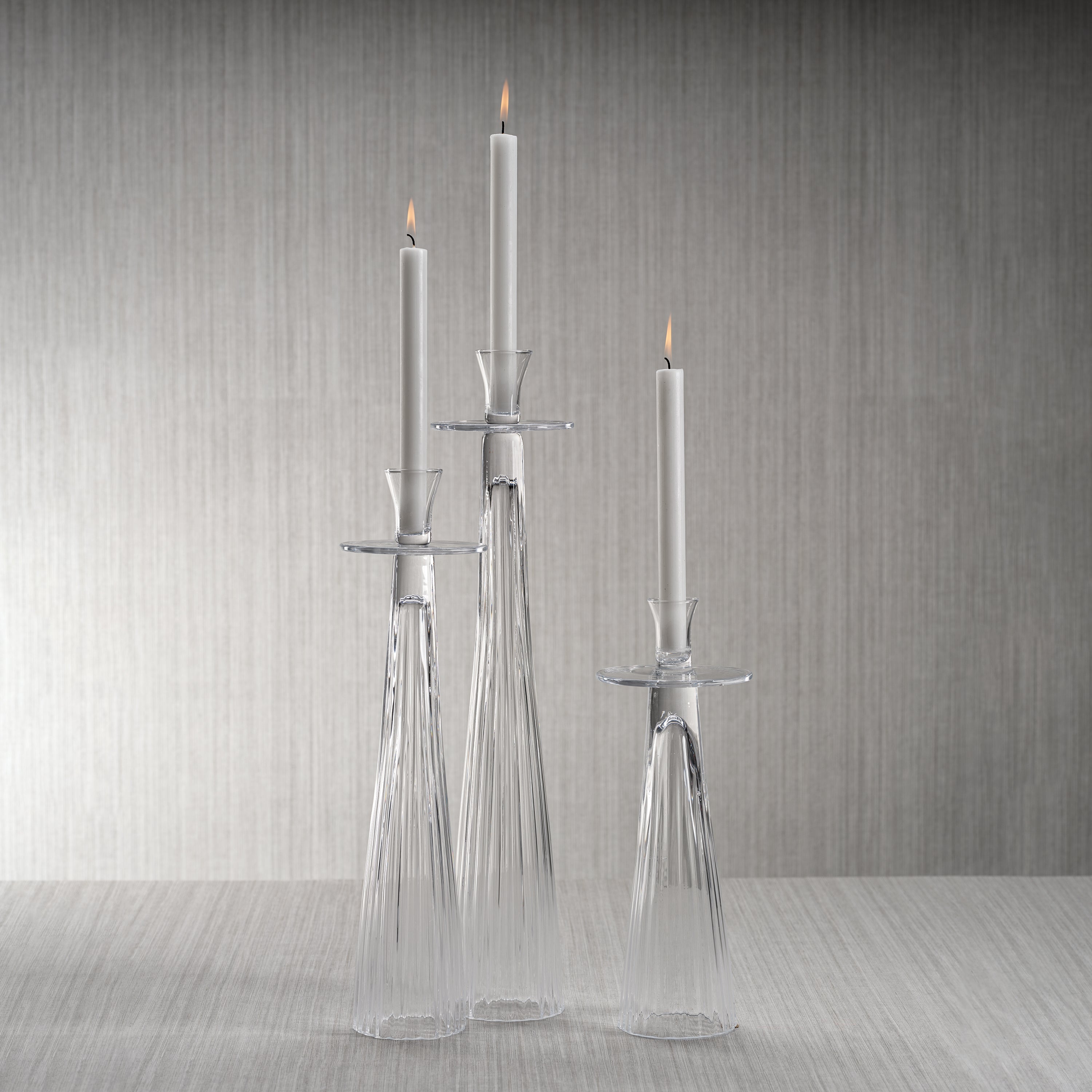 Image of Tall Ribbed Glass Taper Holder