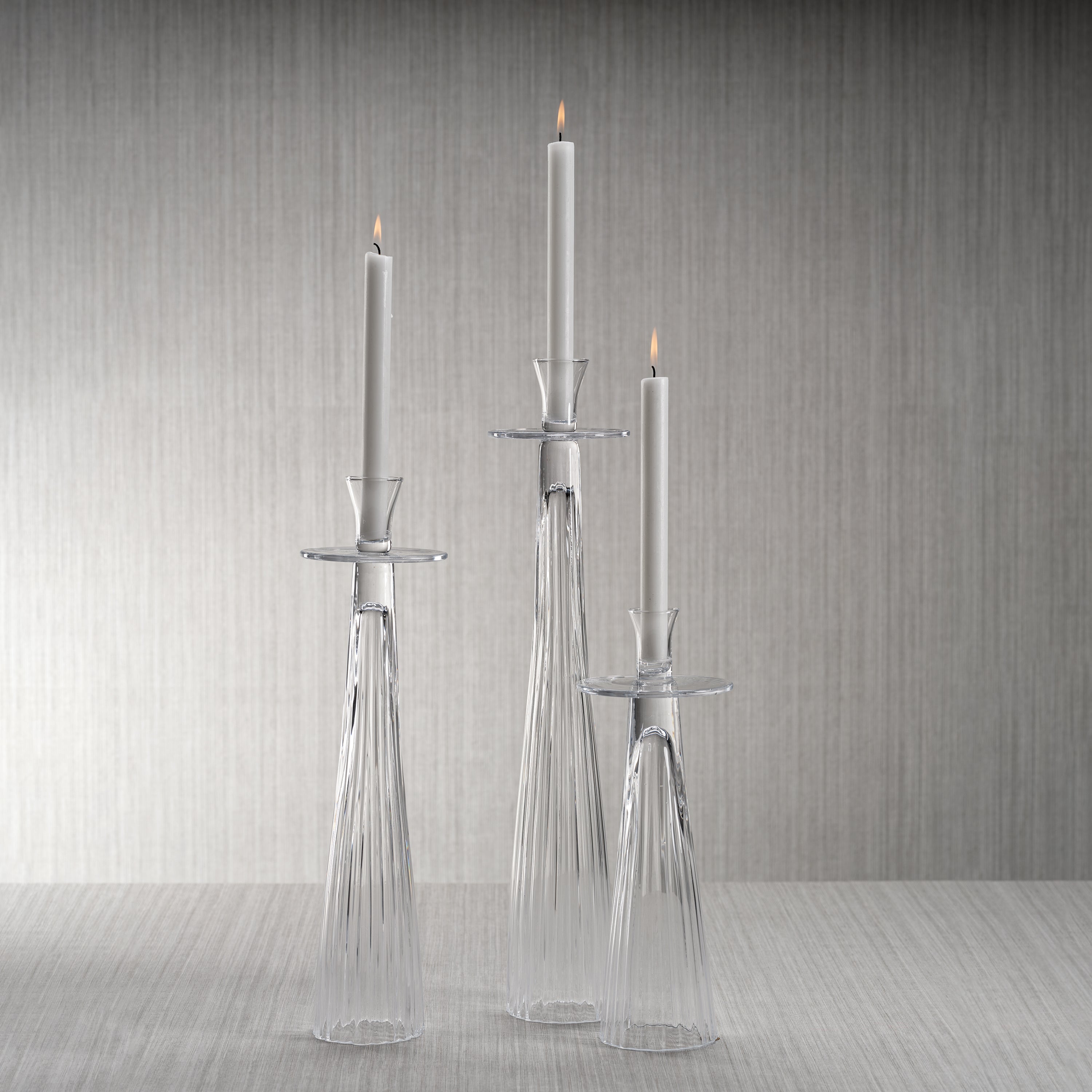 Image of Tall Ribbed Glass Taper Holder