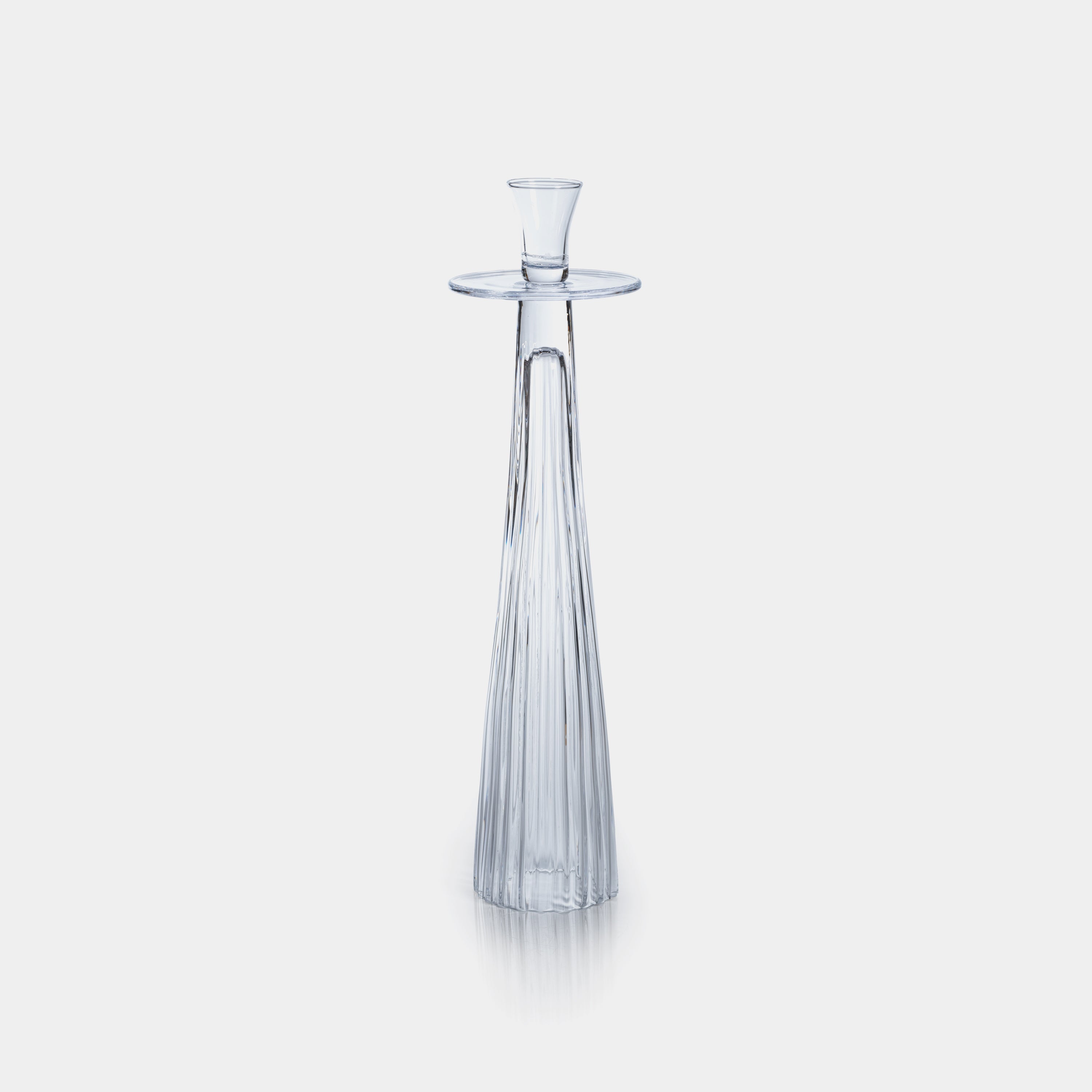 Image of Tall Ribbed Glass Taper Holder