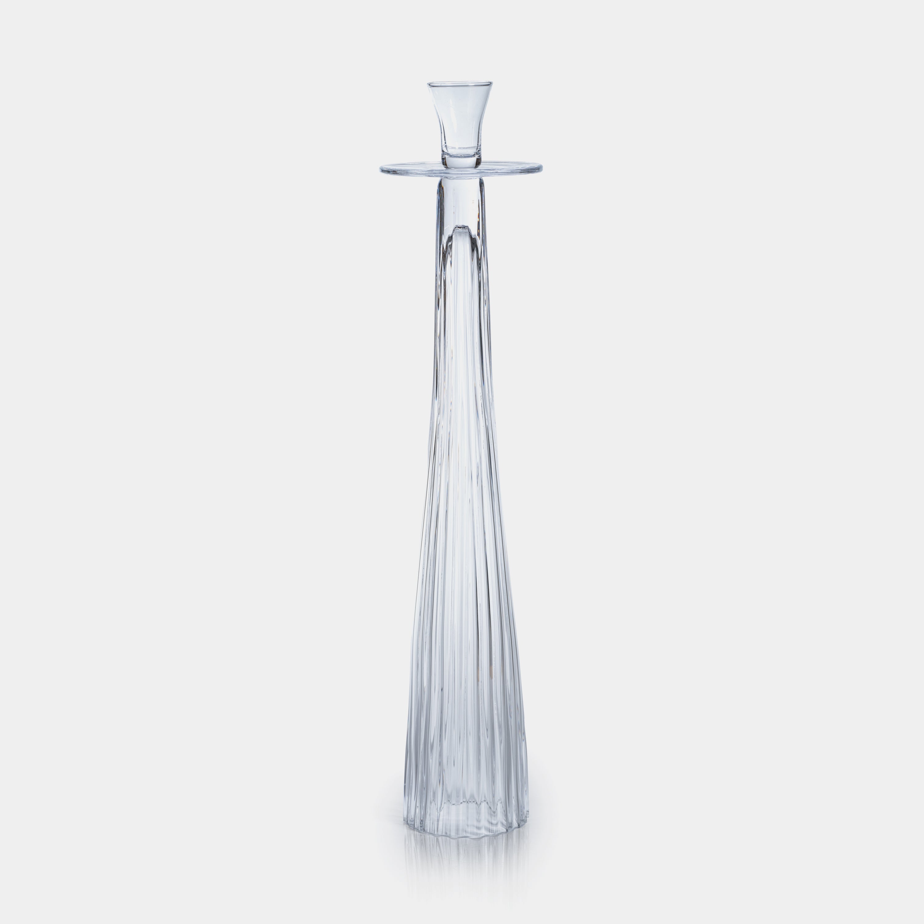 Image of Tall Ribbed Glass Taper Holder