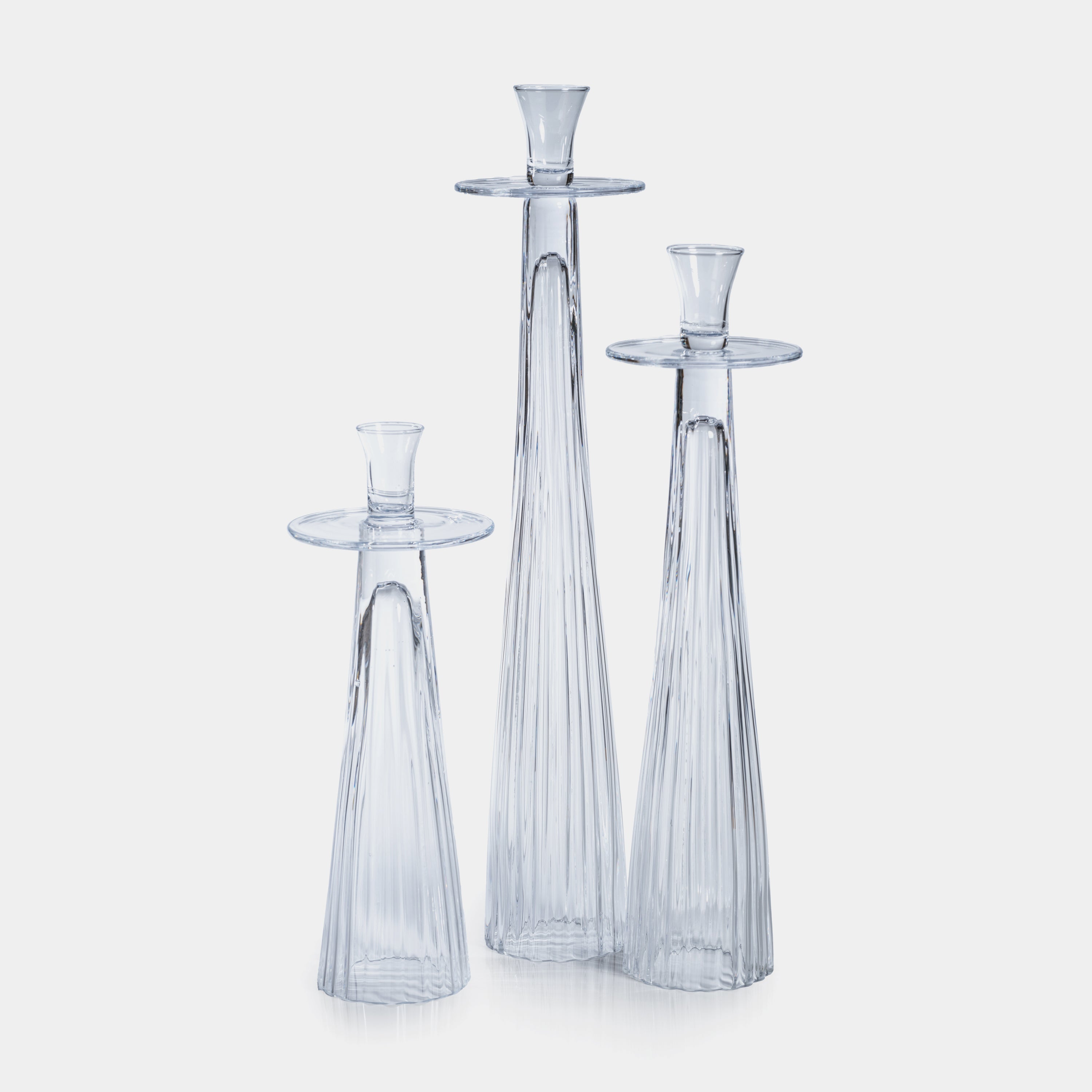 Image of Tall Ribbed Glass Taper Holder