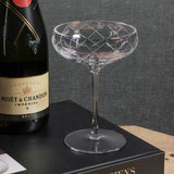 Audrey Hand Etched Coupe Glasses (Set of 4), Clear Luster