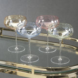 Audrey Hand Etched Coupe Glasses (Set of 4), Green Luster