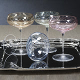 Audrey Hand Etched Coupe Glasses (Set of 4), Green Luster