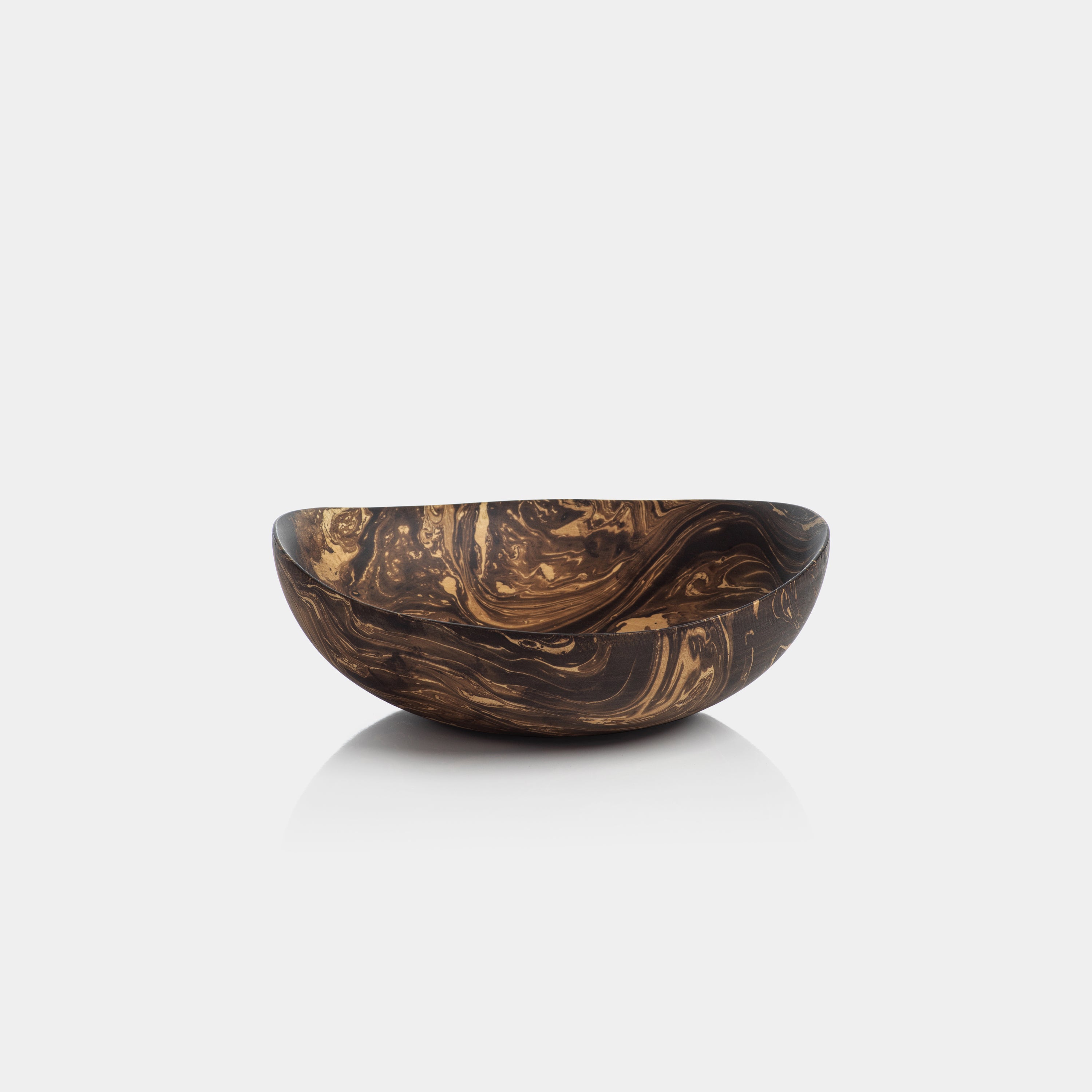 Image of Mango Wood Marbleized Shallow Bowl