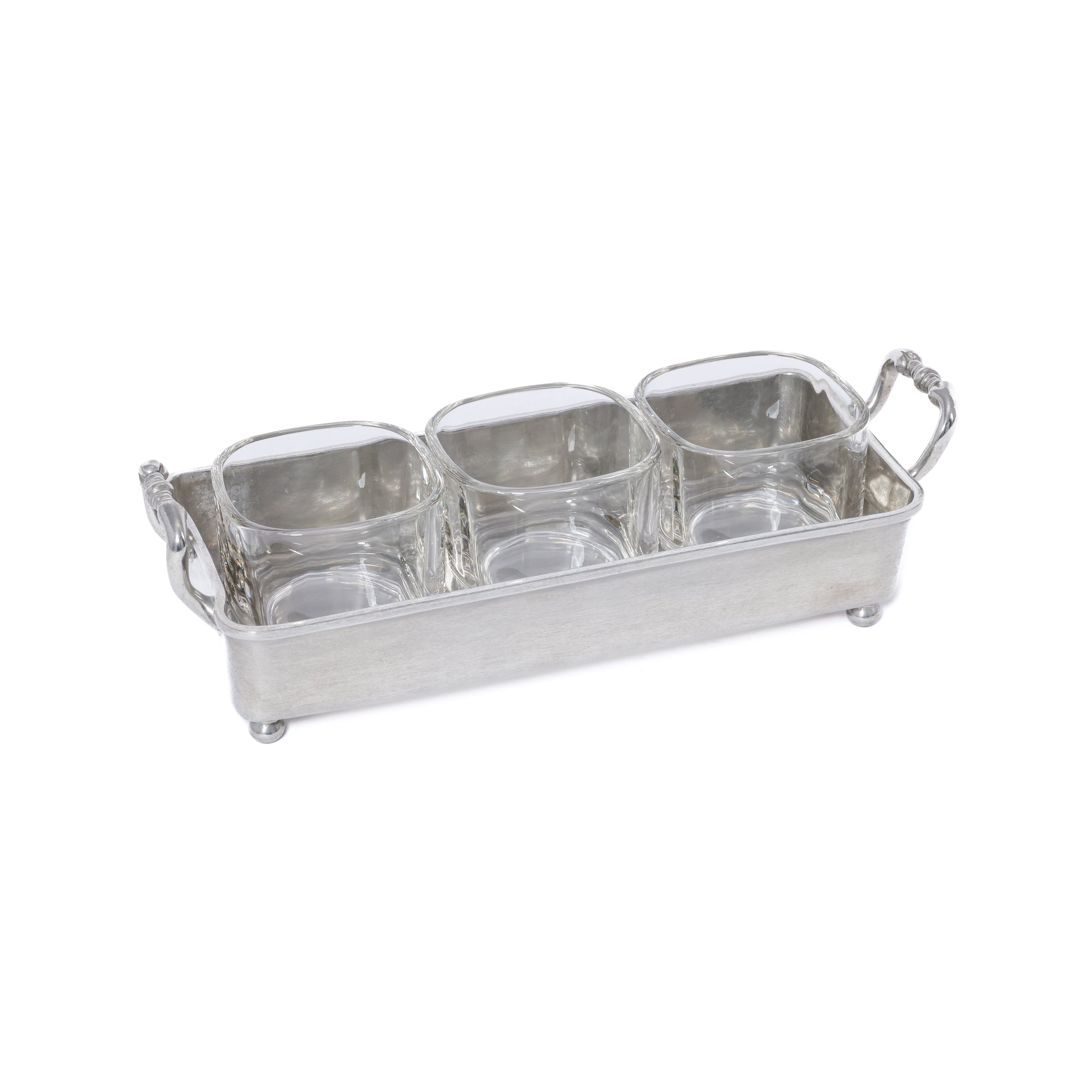 St. Anton Pewter & Glass 3-Section Condiment Tray by The Favorites