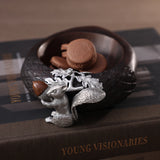 St. Anton Wood and Pewter Nut Bowl with Squirrel Trim